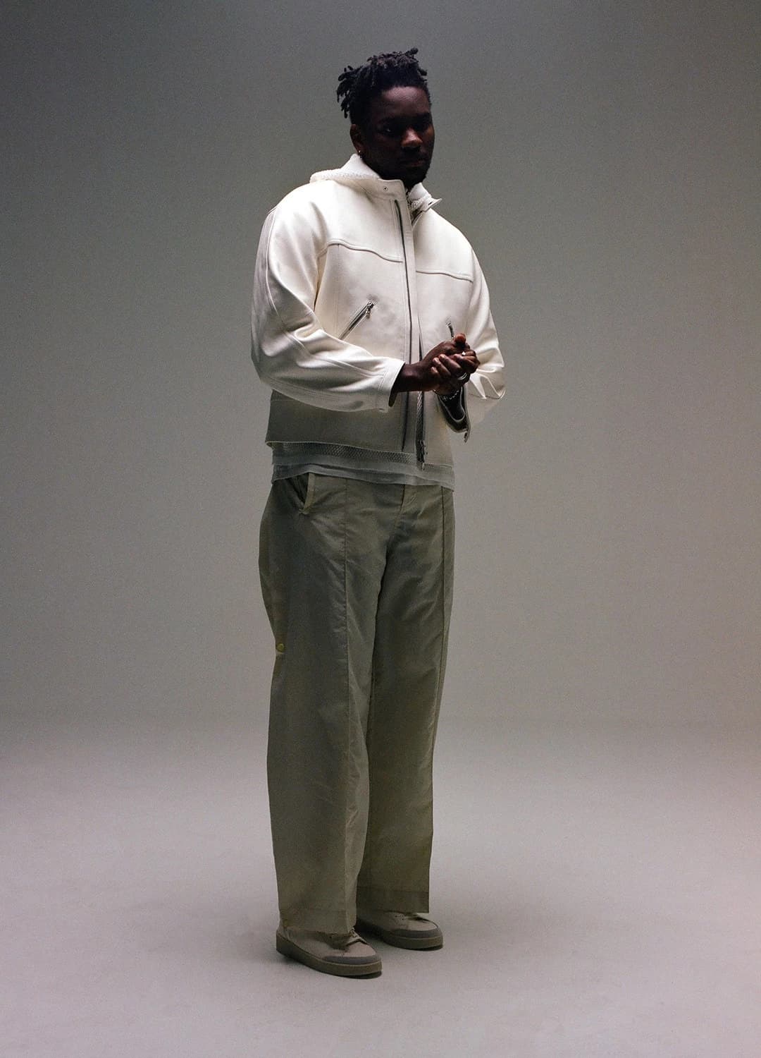 Hoodie, jacket, trousers by Solid Homme // Shoes by Canali // Rings and bracelet by Vitaly