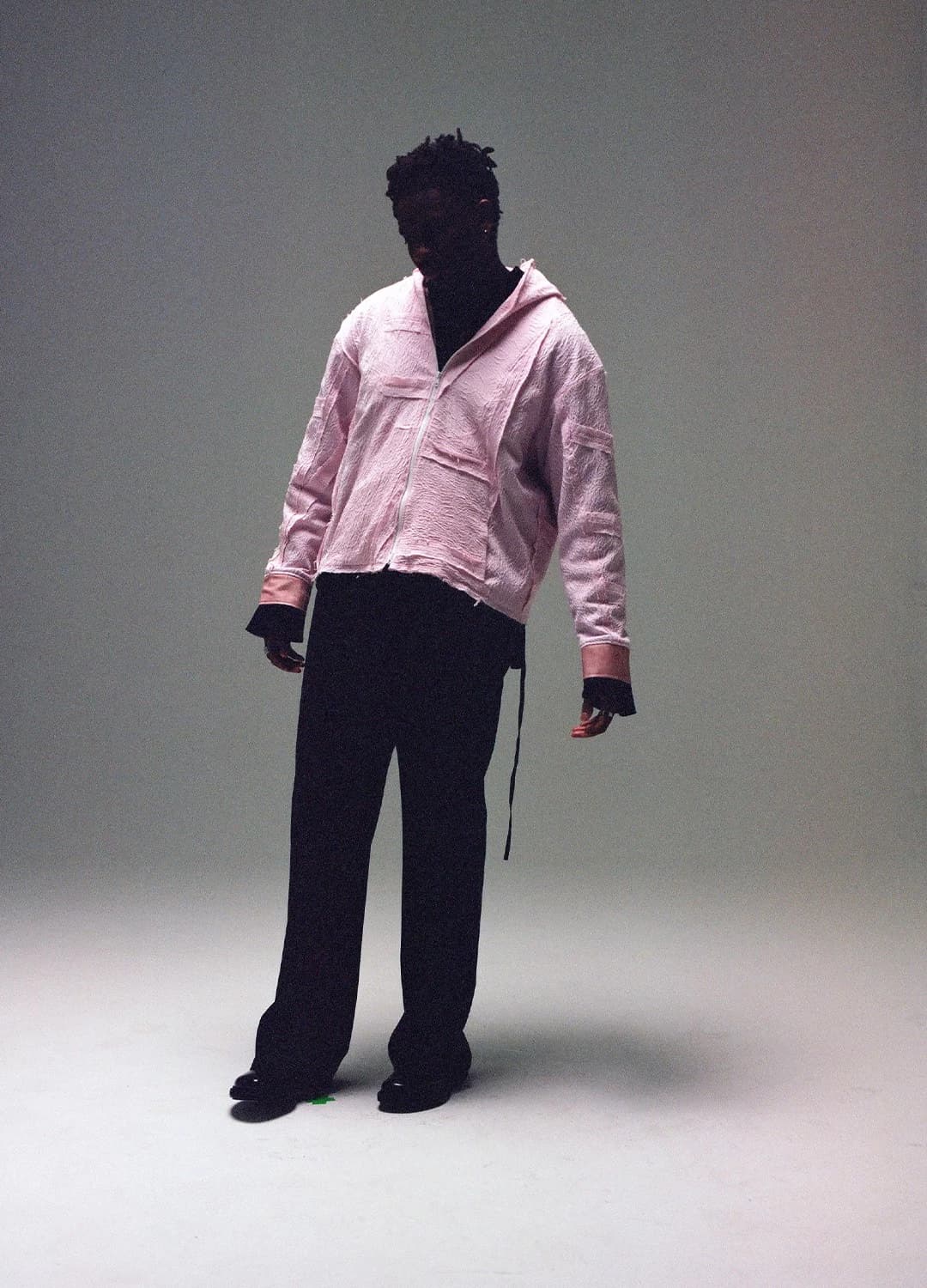Jacket by Joseph Brimicombe // Hoodie by DANSHAN // Trousers by Dolce&Gabbana // Shoes by Ami Paris // Rings by Vitaly