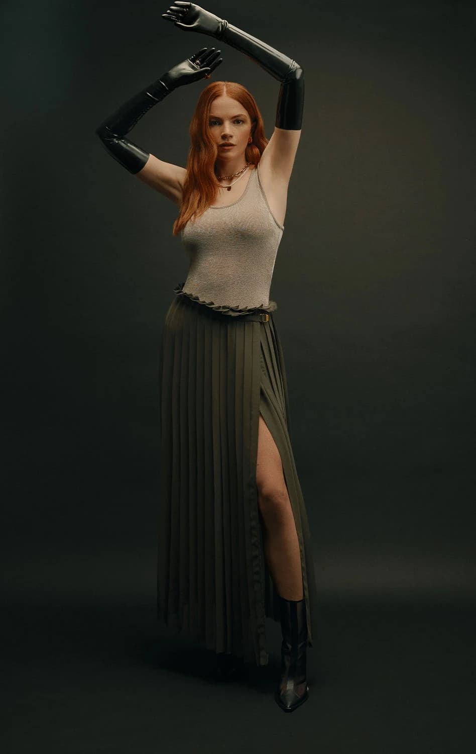 Top & Skirt: AMI Paris // Earrings: THOMAS SABO // Necklaces: Giovanni Raspini, The Diamond Store UK, EDBLAD // Rings (from right to left) EDBLAD, AKVA, EDBLAD // Gloves: Elissa Poppy // Shoes: DAMAYA